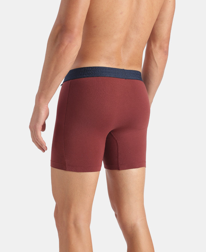 Super Combed Cotton Elastane Stretch Solid Boxer Brief with StayFresh Treatment - Port