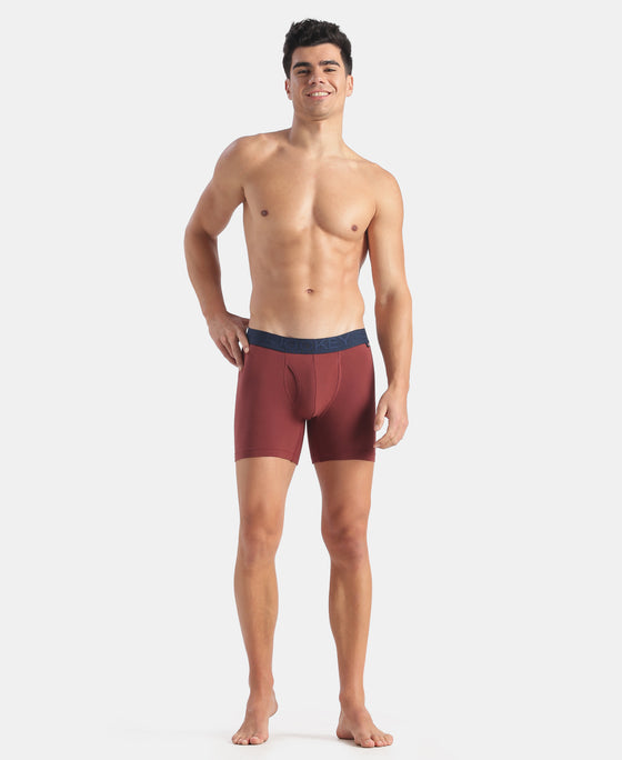 Super Combed Cotton Elastane Stretch Solid Boxer Brief with StayFresh Treatment - Port