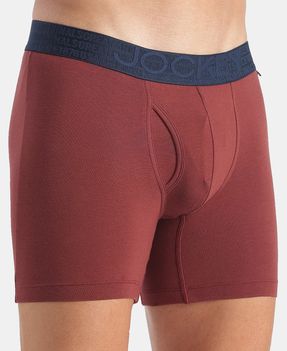 Super Combed Cotton Elastane Stretch Solid Boxer Brief with StayFresh Treatment - Port