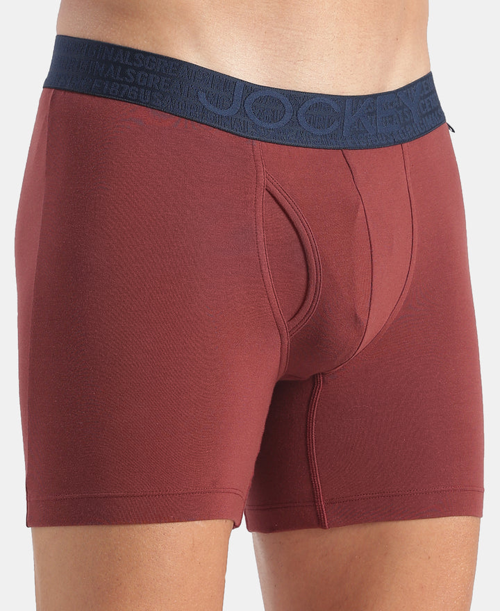 Super Combed Cotton Elastane Stretch Solid Boxer Brief with StayFresh Treatment - Port