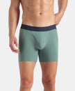 Super Combed Cotton Elastane Stretch Solid Boxer Brief with StayFresh Treatment - Sage Brush Green