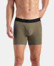 Super Combed Cotton Elastane Stretch Solid Boxer Brief with StayFresh Treatment - Earth