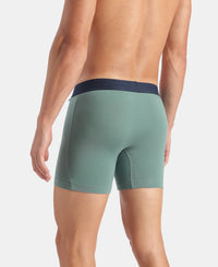 Super Combed Cotton Elastane Stretch Solid Boxer Brief with StayFresh Treatment - Sage Brush Green