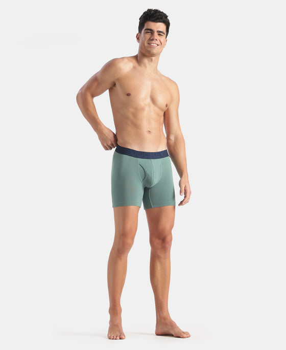 Super Combed Cotton Elastane Stretch Solid Boxer Brief with StayFresh Treatment - Sage Brush Green