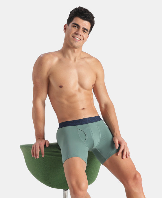 Super Combed Cotton Elastane Stretch Solid Boxer Brief with StayFresh Treatment - Sage Brush Green