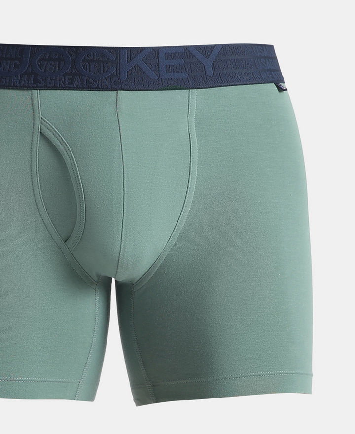 Super Combed Cotton Elastane Stretch Solid Boxer Brief with StayFresh Treatment - Sage Brush Green