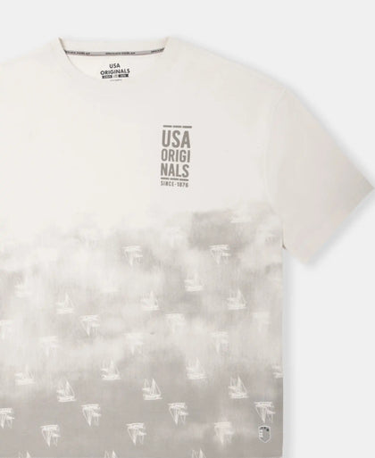 Super Combed Cotton Rich Graphic Printed Oversized T-Shirt - Almond Milk USA