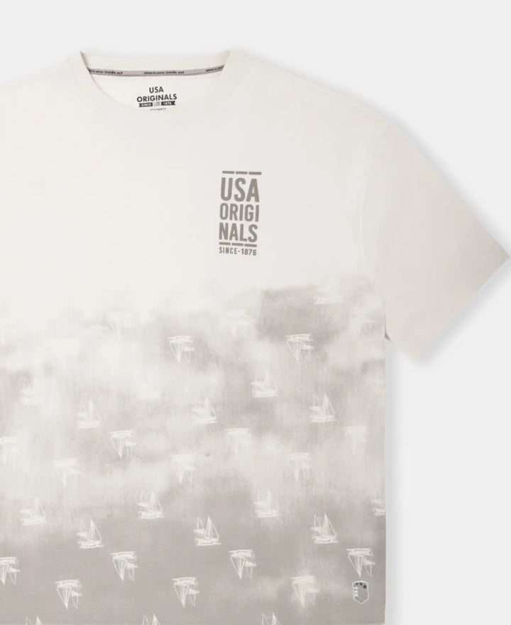 Super Combed Cotton Rich Graphic Printed Oversized T-Shirt - Almond Milk USA
