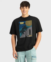 Super Combed Cotton Rich Graphic Printed Oversized T-Shirt - Black