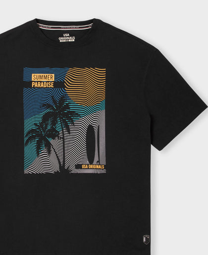 Super Combed Cotton Rich Graphic Printed Oversized T-Shirt - Black