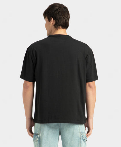 Super Combed Cotton Rich Graphic Printed Oversized T-Shirt - Black