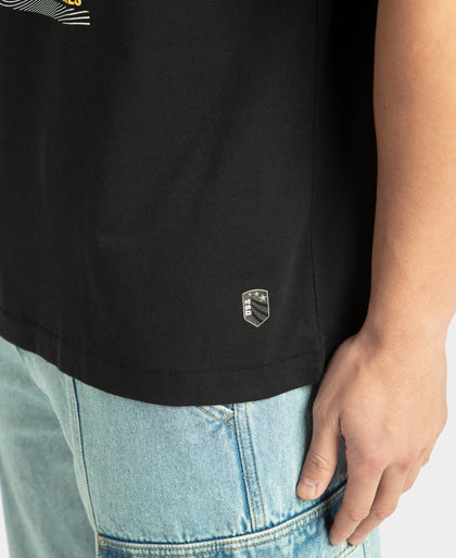 Super Combed Cotton Rich Graphic Printed Oversized T-Shirt - Black