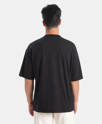 Super Combed Cotton Rich Graphic Printed Oversized T-Shirt - Black
