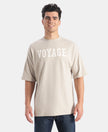 Super Combed Cotton Rich Graphic Printed Oversized T-Shirt - Dove