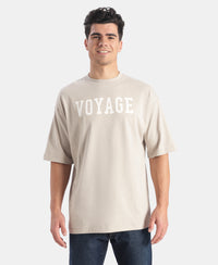 Super Combed Cotton Rich Graphic Printed Oversized T-Shirt - Dove