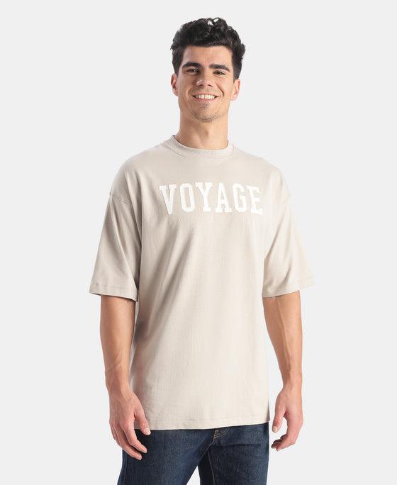 Super Combed Cotton Rich Graphic Printed Oversized T-Shirt - Dove