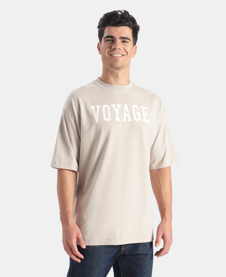 Super Combed Cotton Rich Graphic Printed Oversized T-Shirt - Dove