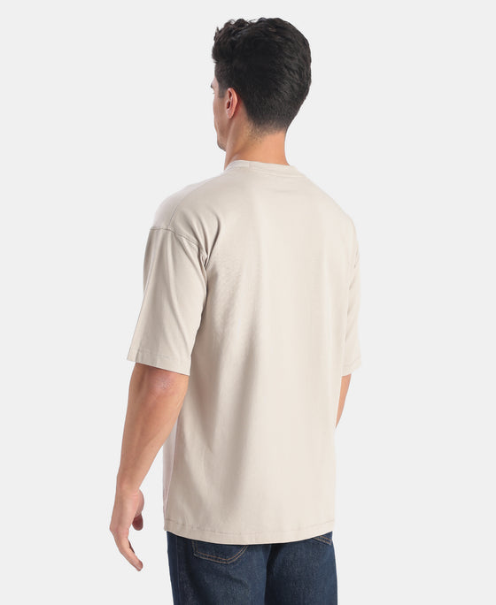 Super Combed Cotton Rich Graphic Printed Oversized T-Shirt - Dove