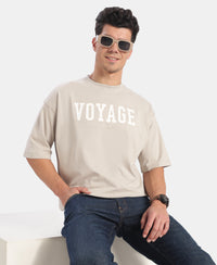 Super Combed Cotton Rich Graphic Printed Oversized T-Shirt - Dove