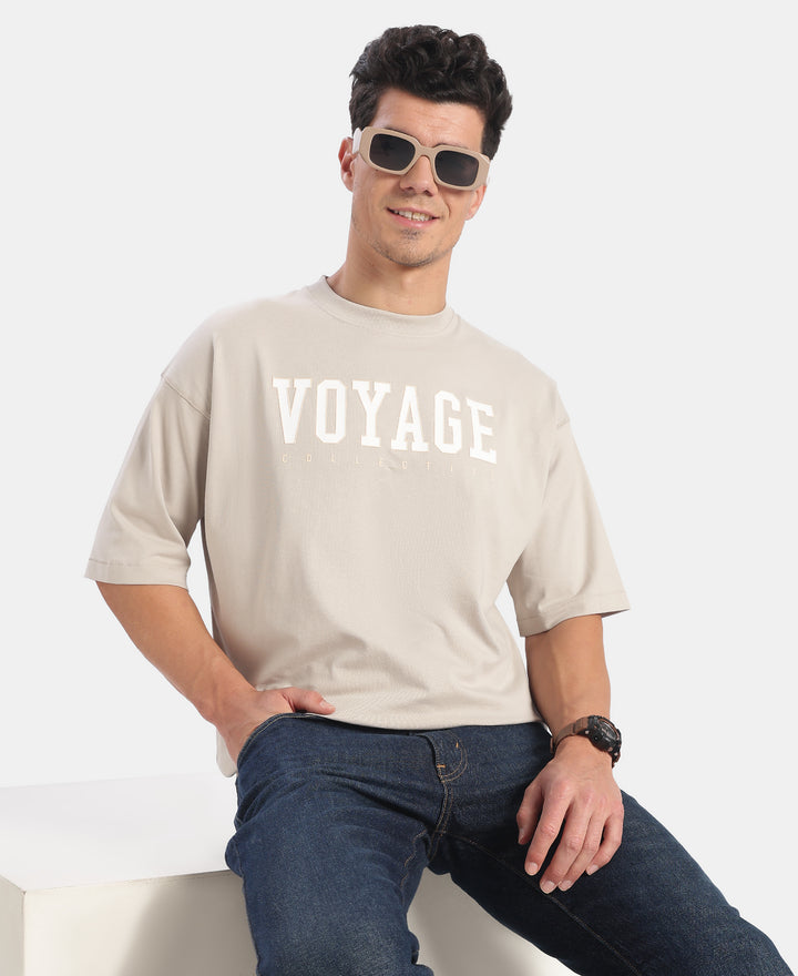 Super Combed Cotton Rich Graphic Printed Oversized T-Shirt - Dove