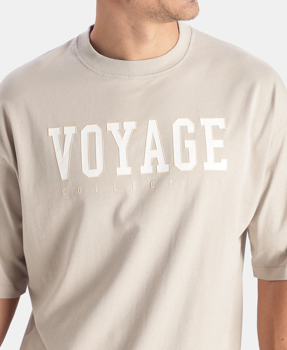 Super Combed Cotton Rich Graphic Printed Oversized T-Shirt - Dove
