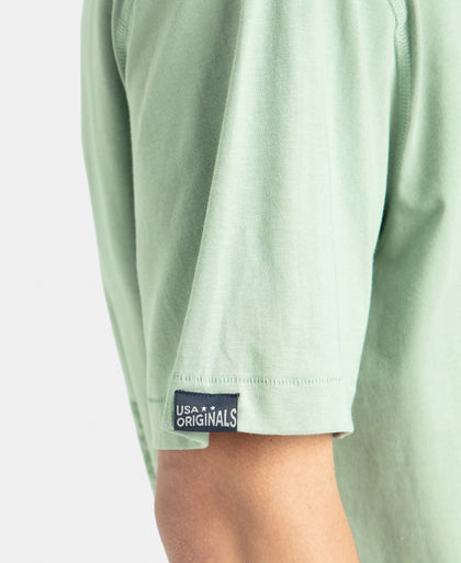 Super Combed Cotton Rich Graphic Printed Oversized T-Shirt - Iceberg Green USA