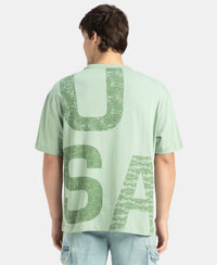 Super Combed Cotton Rich Graphic Printed Oversized T-Shirt - Iceberg Green USA