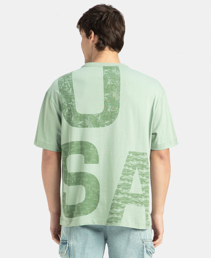 Super Combed Cotton Rich Graphic Printed Oversized T-Shirt - Iceberg Green USA