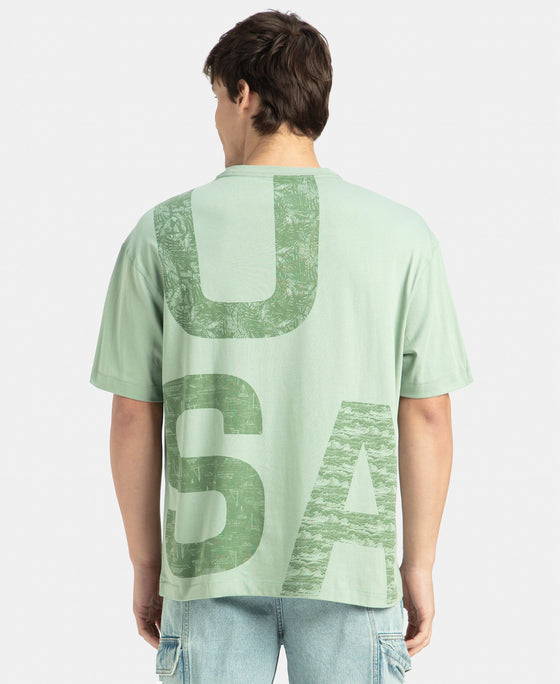 Super Combed Cotton Rich Graphic Printed Oversized T-Shirt - Iceberg Green USA