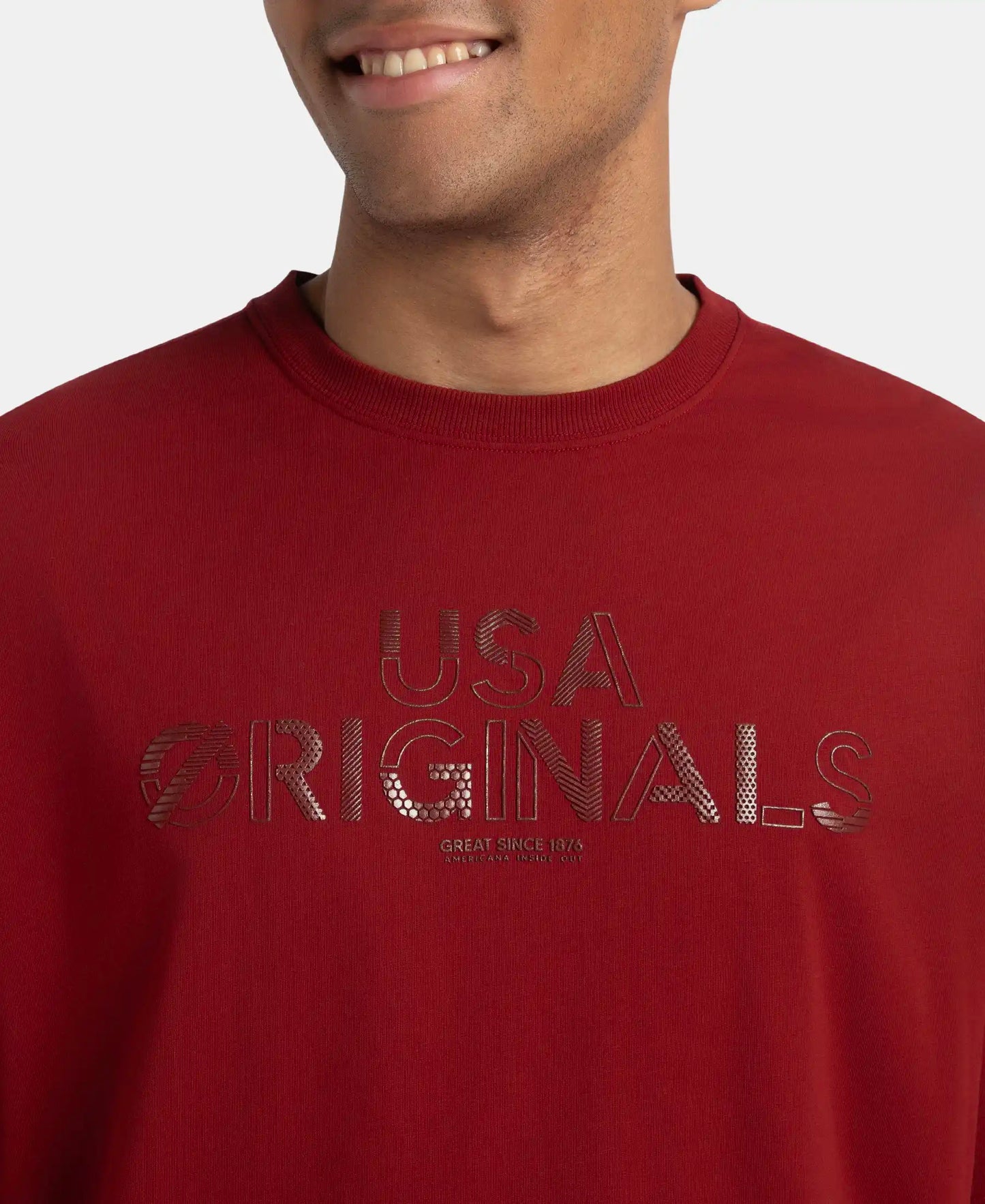 Super Combed Cotton Rich Graphic Printed Oversized T-Shirt - Sundried Tomato USA