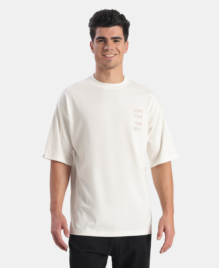Super Combed Cotton Rich Graphic Printed Oversized T-Shirt - White