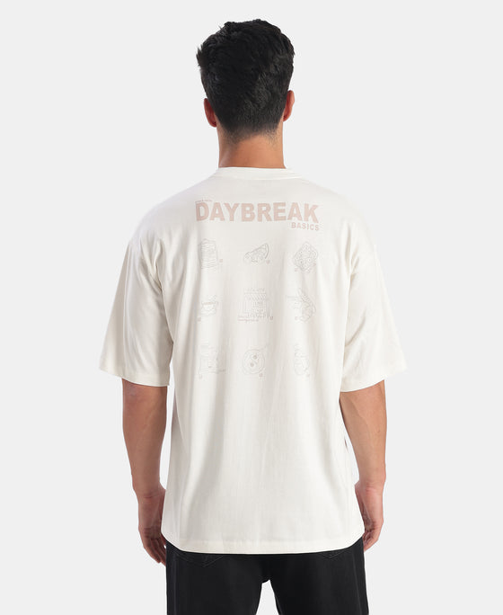 Super Combed Cotton Rich Graphic Printed Oversized T-Shirt - White