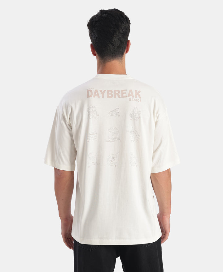 Super Combed Cotton Rich Graphic Printed Oversized T-Shirt - White