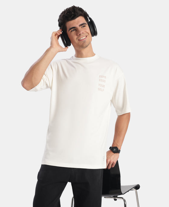 Super Combed Cotton Rich Graphic Printed Oversized T-Shirt - White