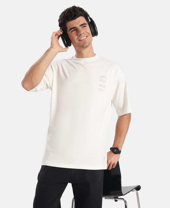 Super Combed Cotton Rich Graphic Printed Oversized T-Shirt - White