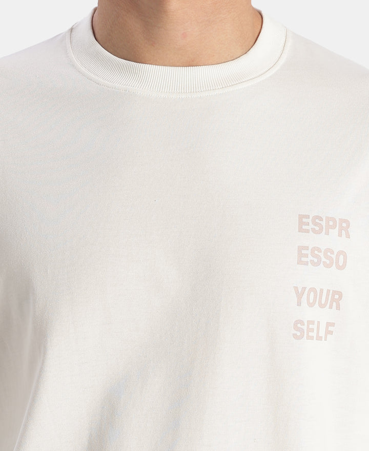 Super Combed Cotton Rich Graphic Printed Oversized T-Shirt - White