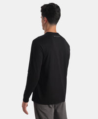 Super Combed Cotton Rich Graphic Printed Round Neck Full Sleeve T-Shirt - Black New