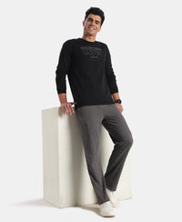 Super Combed Cotton Rich Graphic Printed Round Neck Full Sleeve T-Shirt - Black New