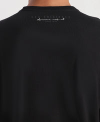 Super Combed Cotton Rich Graphic Printed Round Neck Full Sleeve T-Shirt - Black New