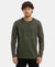Super Combed Cotton Rich Graphic Printed Round Neck Full Sleeve T-Shirt - Deep Olive-1