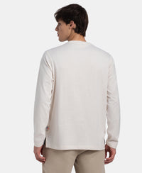 Super Combed Cotton Rich Solid Full Sleeve Henley T-Shirt - Ecru Melange