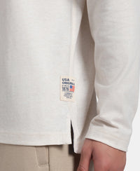 Super Combed Cotton Rich Solid Full Sleeve Henley T-Shirt - Ecru Melange