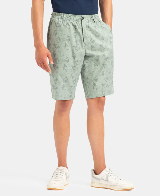 Super Combed Mercerized Cotton Woven Fabric Bermuda with Side Pockets - Iceberg Green