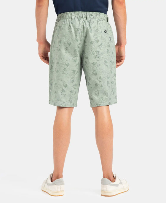 Super Combed Mercerized Cotton Woven Fabric Bermuda with Side Pockets - Iceberg Green