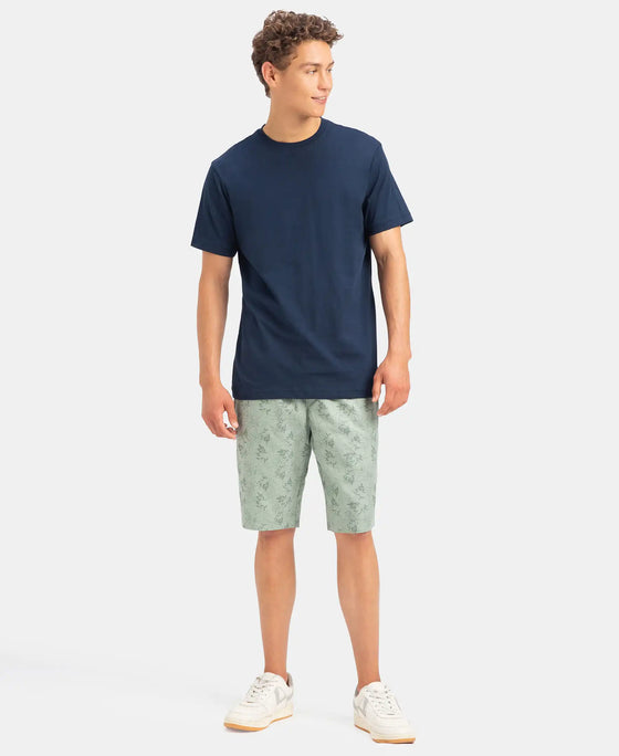 Super Combed Mercerized Cotton Woven Fabric Bermuda with Side Pockets - Iceberg Green