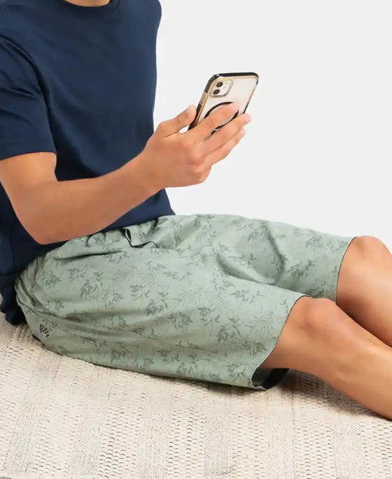 Super Combed Mercerized Cotton Woven Fabric Bermuda with Side Pockets - Iceberg Green