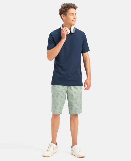 Super Combed Mercerized Cotton Woven Fabric Bermuda with Side Pockets - Iceberg Green