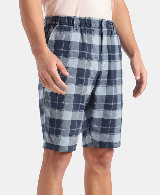 Super Combed Mercerized Cotton Woven Fabric Bermuda with Side Pockets - Windward Blue & Navy