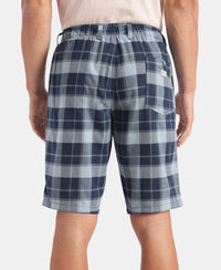 Super Combed Mercerized Cotton Woven Fabric Bermuda with Side Pockets - Windward Blue & Navy