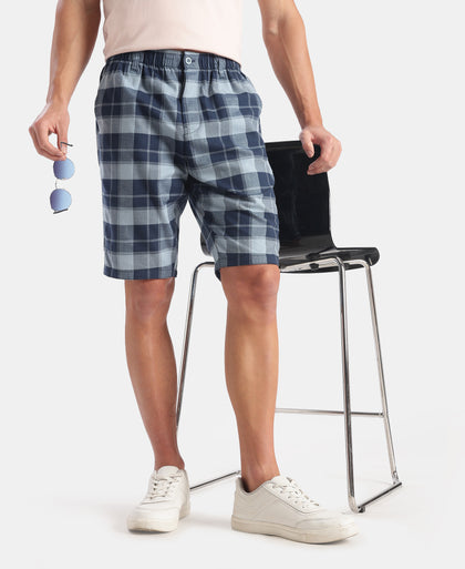 Super Combed Mercerized Cotton Woven Fabric Bermuda with Side Pockets - Windward Blue & Navy